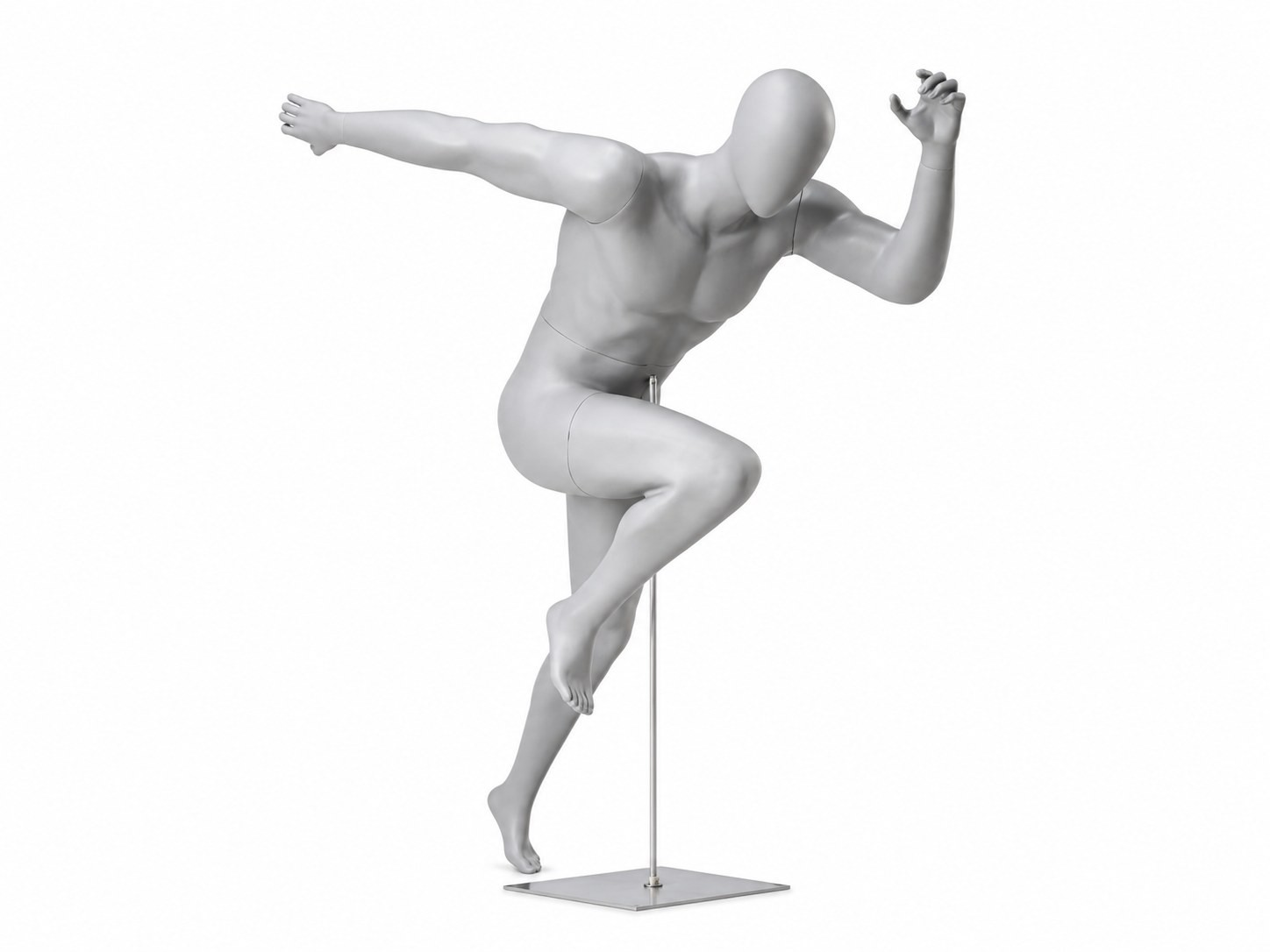 Male sprinter mannequin in an energetic pose